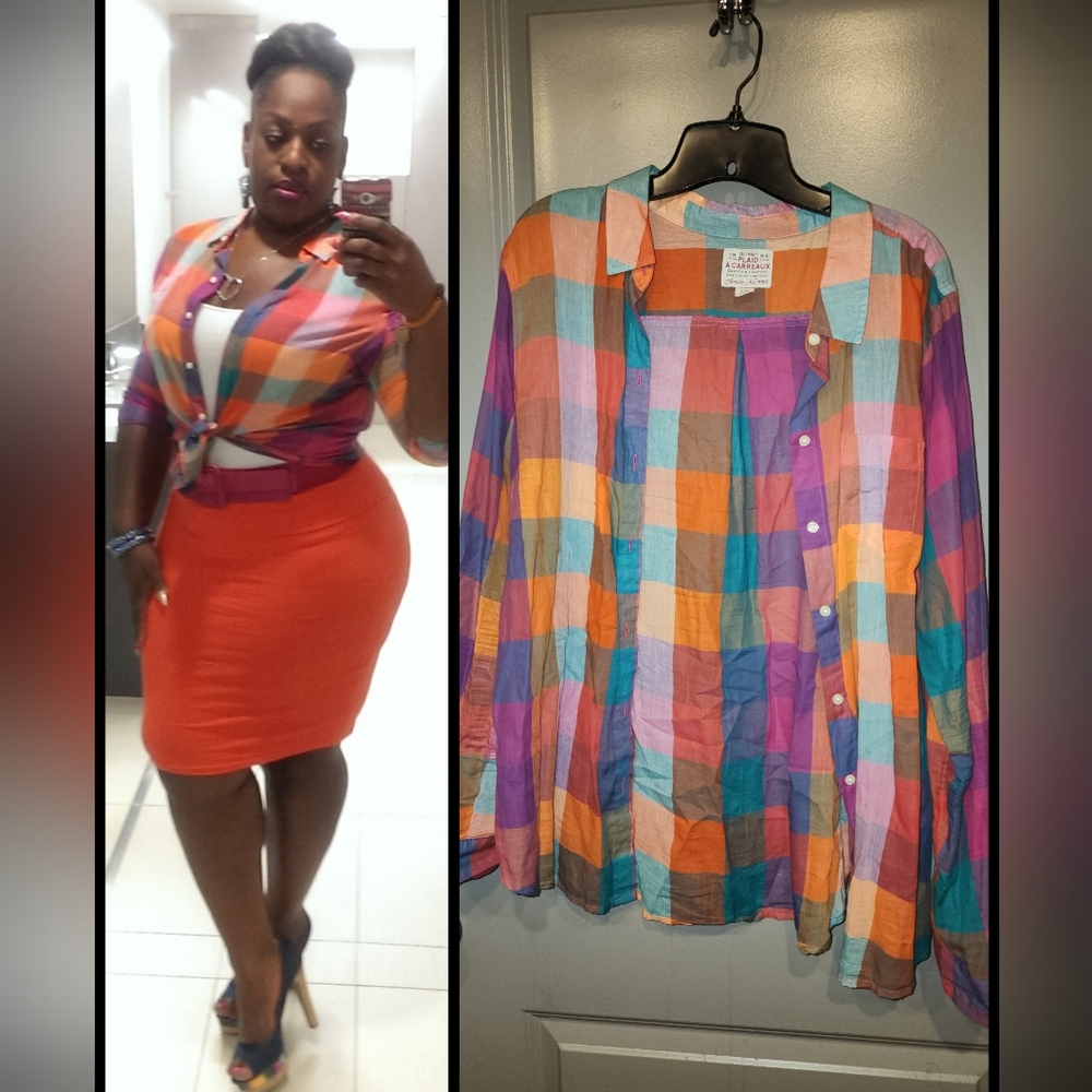 Old Navy Multicolor Plaid Button Down Shirt